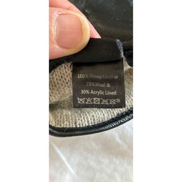 IL PASSO 100% Sheep Leather Black Quilted Gloves W/ Buckle Wool Blend Lining - Picture 8 of 9